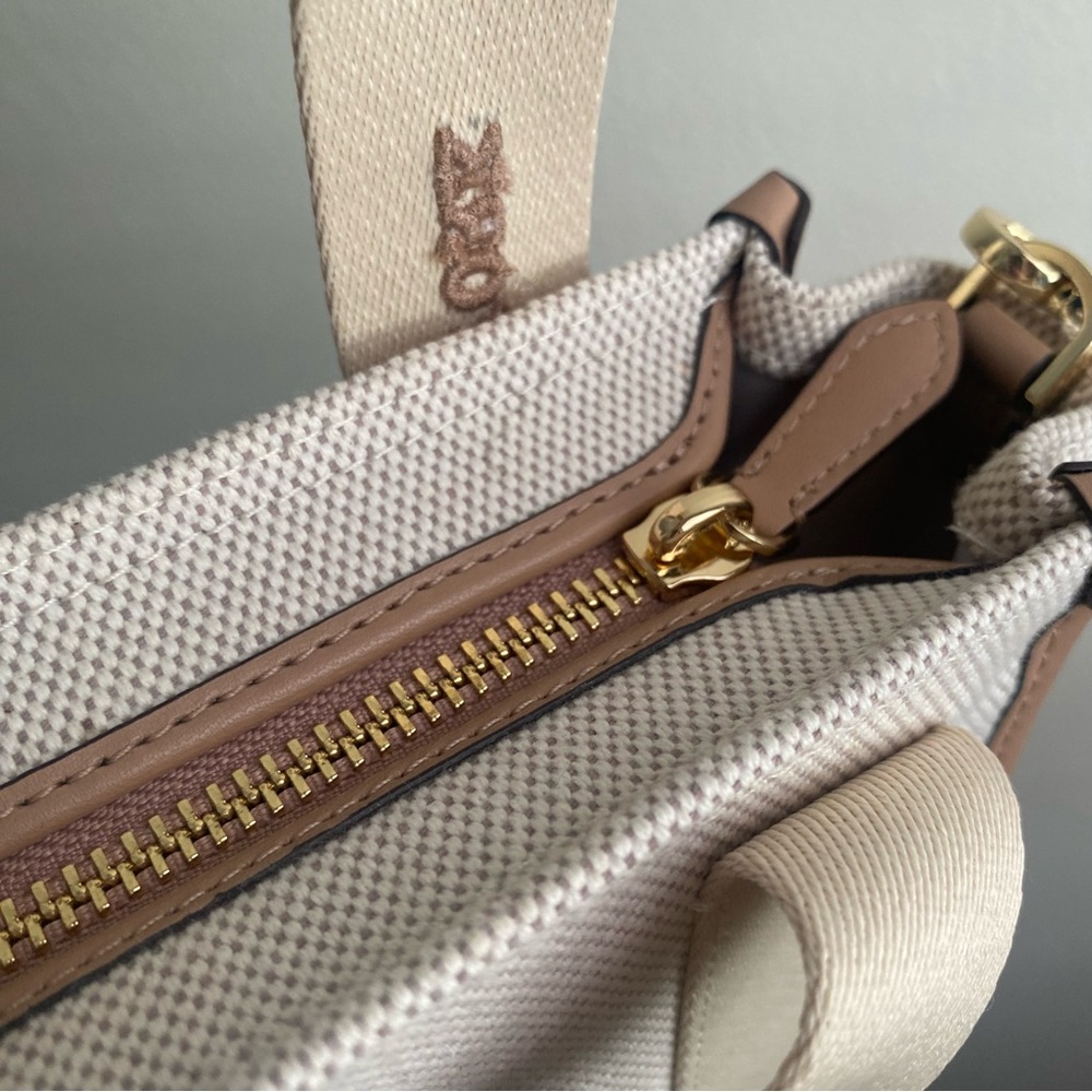 kate spade Kip Canvas Mini Tote crossbody handbag beige, removable strap, logo - Picture 11 of 13